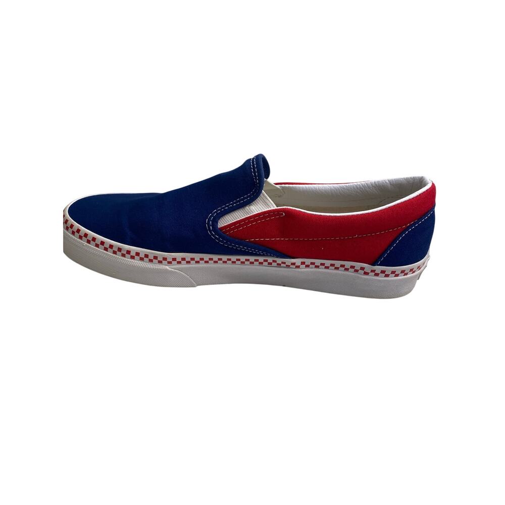 Vans Classic Slip On Shoes Mens 8 Estate Blue Red Checkerboard Foxing Stripe